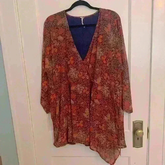 Free People Teegan Mini Dress in Peach Combo, size XS - Picture 5 of 16